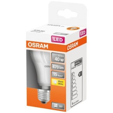 OSRAM Led standard dépolie avec radiateur 5.5w e27 chaud bte 1