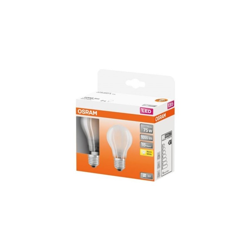 OSRAM Led std full glass 7.5W E27 blanc chaud boite 2