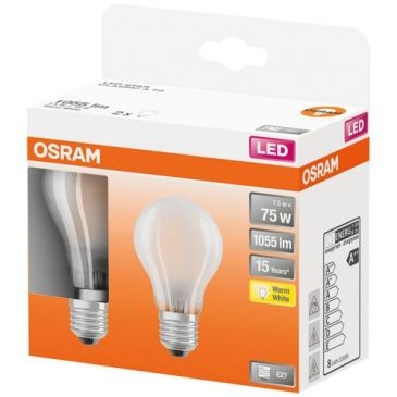 OSRAM Led std full glass 7.5W E27 blanc chaud boite 2