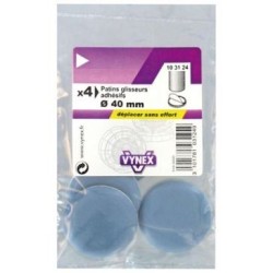 Patin glisseur ptfe gris adhésif d.40mm blister de 4
