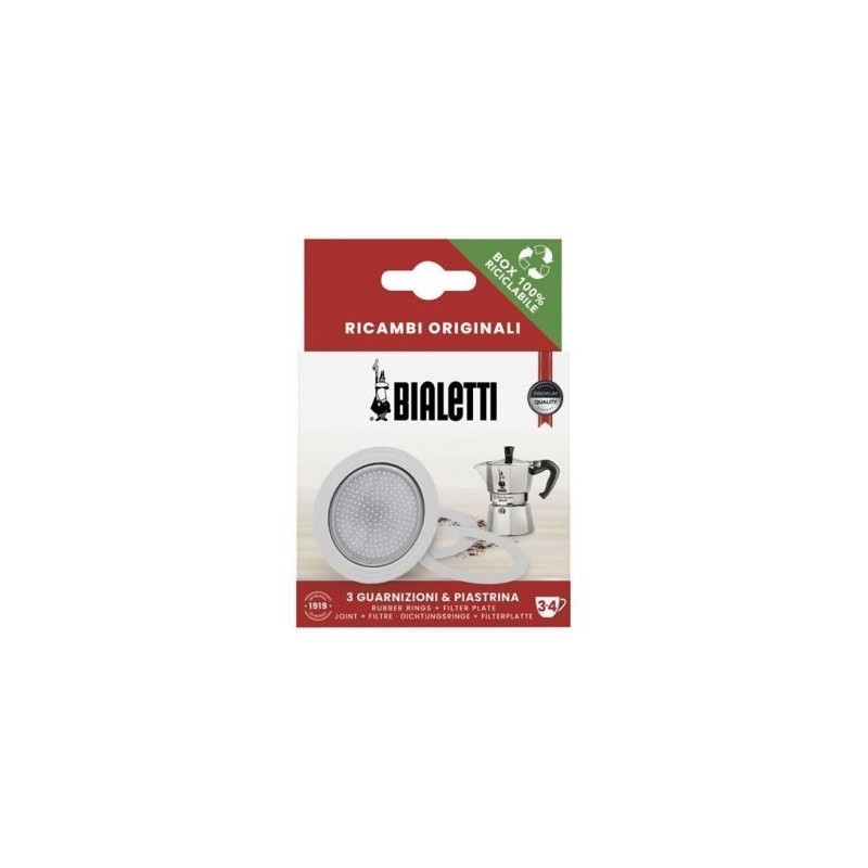 BIALETTI Filtre + 3 joints pour cafetière italienne 3/4 tasses