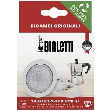 BIALETTI Filtre + 3 joints pour cafetière italienne 3/4 tasses