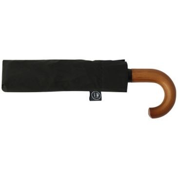 Chic il pleut Parapluie mini auto noir poignée courbe bois