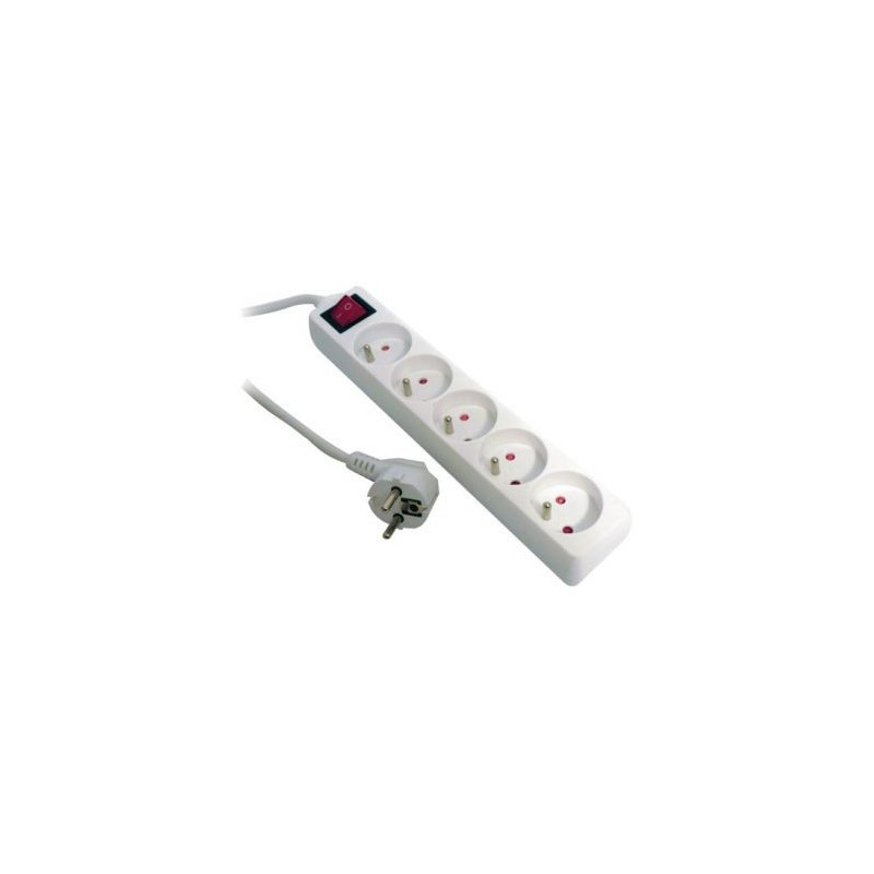 Zenitech Bloc 5 prises 2p+t 16a +inter blanc