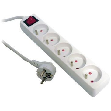 Zenitech Bloc 5 prises 2p+t 16a +inter blanc