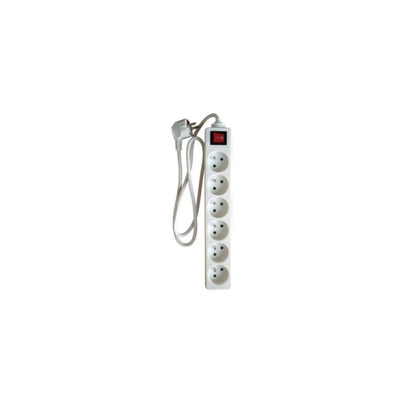 Zenitech Bloc 6 prises 2p+t 16a +inter blanc