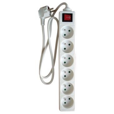 Zenitech Bloc 6 prises 2p+t 16a +inter blanc