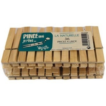 COPEFA Pince à linge La Naturelle bois - Lot de 36