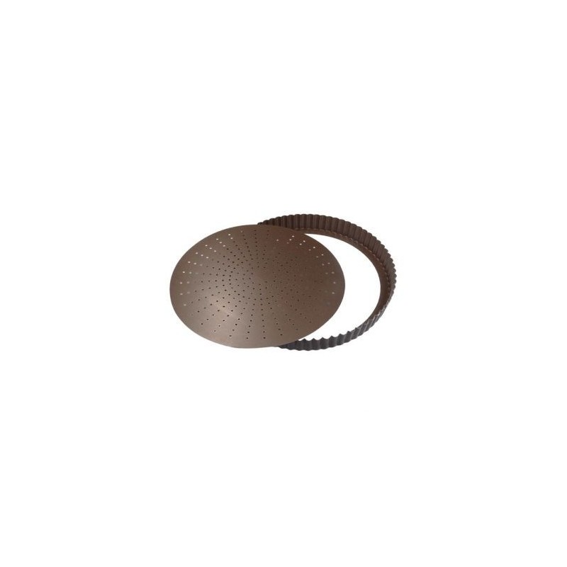 Gobel Tourtière cannelée 32 cm avec fond amovible perforé - Acier antiadhérent