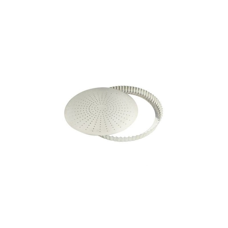 Gobel Tourtière cannelée perforée 28 cm à fond amovible - Fer Blanc