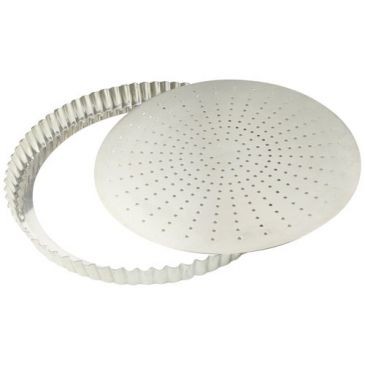Gobel Tourtière cannelée perforée 30 cm à fond amovible - Fer Blanc