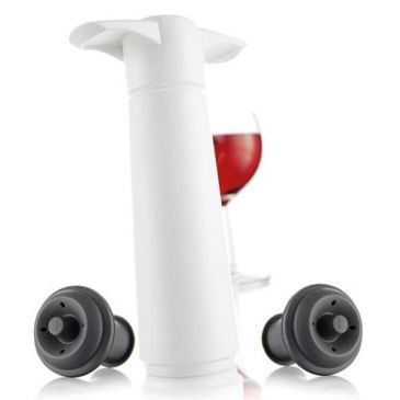 Vacuvin Coffret Pompe à vin + 2 bouchons - Classic Blanc