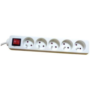 Electraline Bloc 5X2P + inter 3G1 1.5m blanc