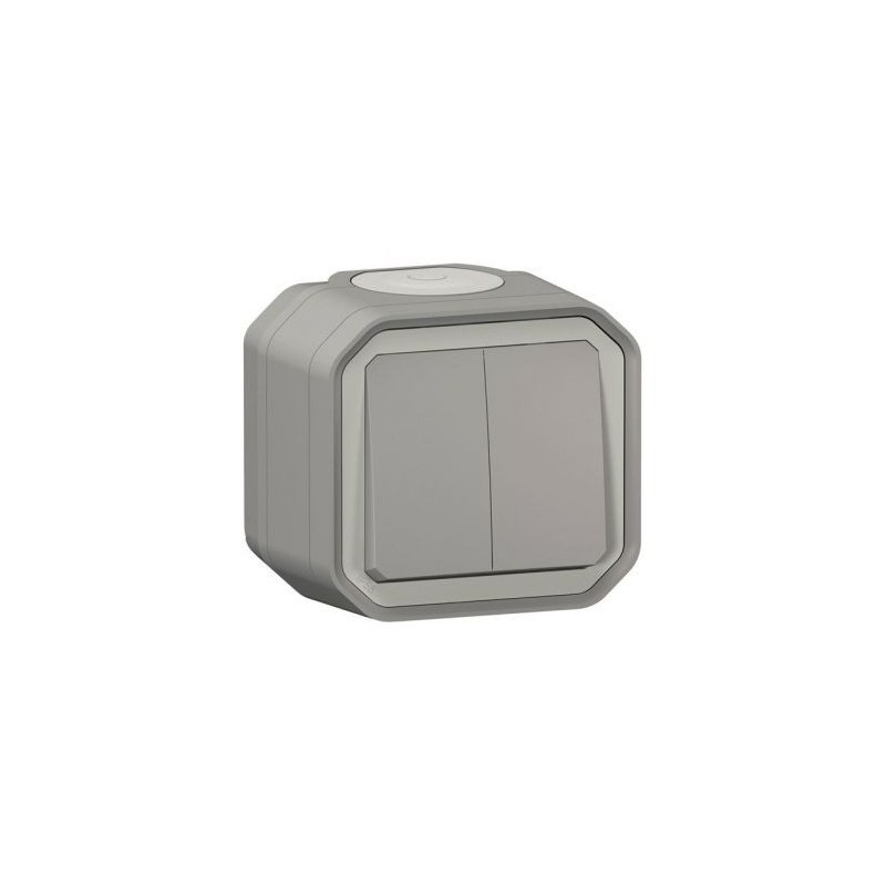 Legrand Plexo interrupteur va et vient double gris complet