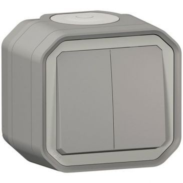 Legrand Plexo interrupteur va et vient double gris complet