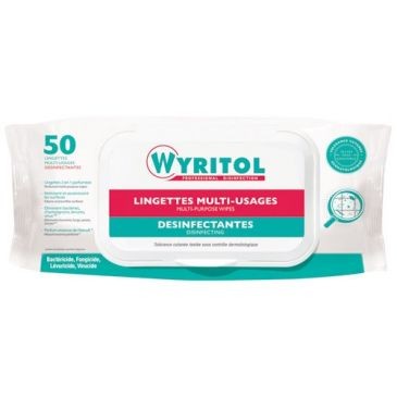 Wyritol Lingettes désinfectantes multiusages essence niaouli - Lot de 50