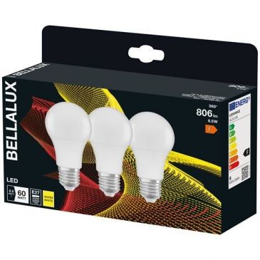 Bellalux Bellalux led radiat.dépoli std e27 8.5w chaud 806lm bte x3