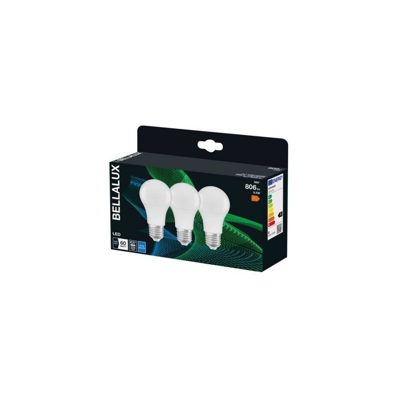 Bellalux Bellalux led radiat.dépoli std e27 8.5w froid 806lm bte x3