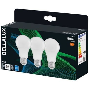 Bellalux Bellalux led radiat.dépoli std e27 8.5w froid 806lm bte x3