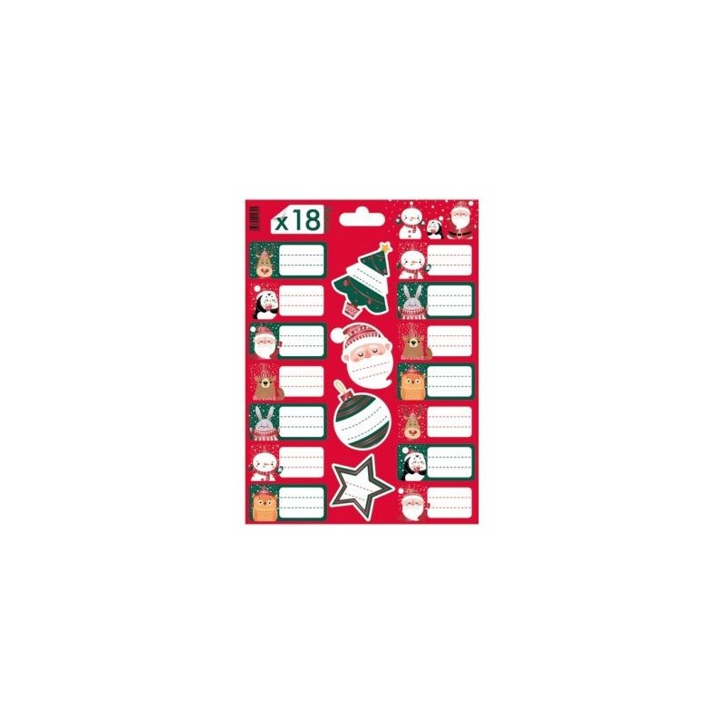 Les couleurs de l'emballage Planche de 18 stickers noel