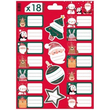 Les couleurs de l'emballage Planche de 18 stickers noel