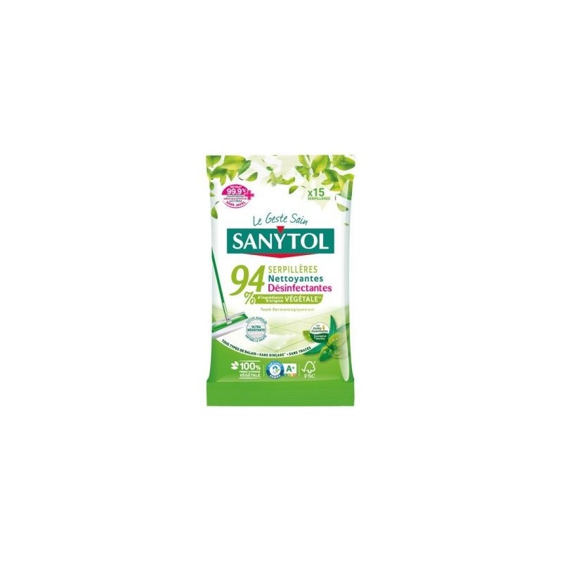 SANYTOL Serpillere nettoyantes.desinfectante .eucalyptus menthe X15