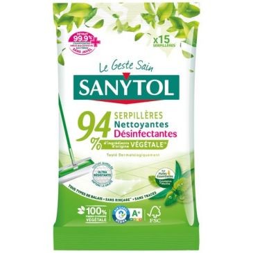 SANYTOL Serpillere nettoyantes.desinfectante .eucalyptus menthe X15