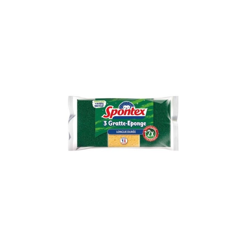 Spontex Eponge grattante longue duree x3