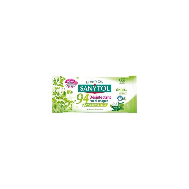 SANYTOL Sanytol lingettes desinfectantes x72 eucalyptus-menthe.