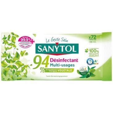 SANYTOL Sanytol lingettes desinfectantes x72 eucalyptus-menthe.