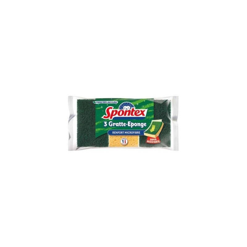 Spontex Gratte eponge avec renfort microfibre très absorbant x3