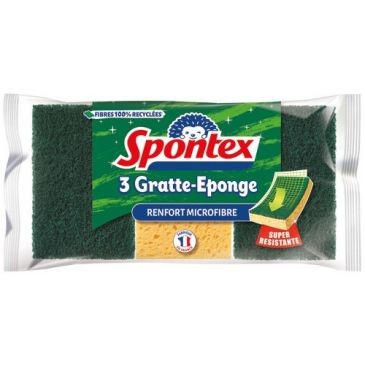 Spontex Gratte eponge avec renfort microfibre très absorbant x3