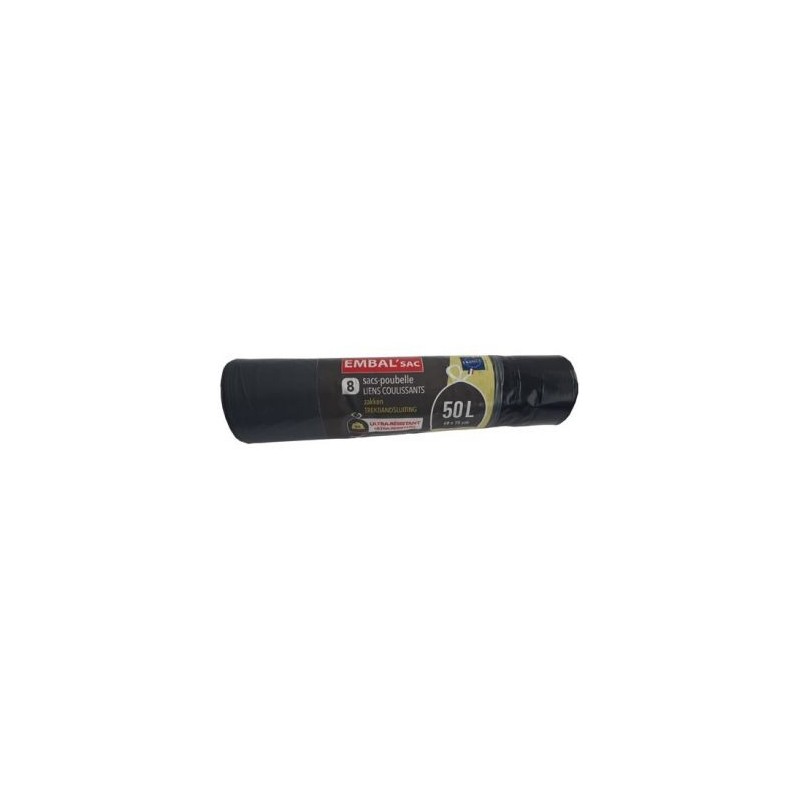 Embal sac Sac poubelle ultra résistant lien coulissant 50L x 8 sacs