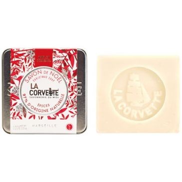 LA CORVETTE Savon de noël épices avec boite métal 100g.