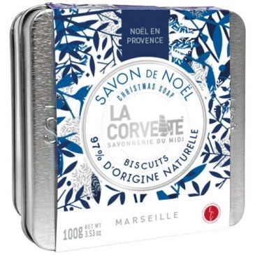 LA CORVETTE savon de noël biscuits avec boite métal 100g
