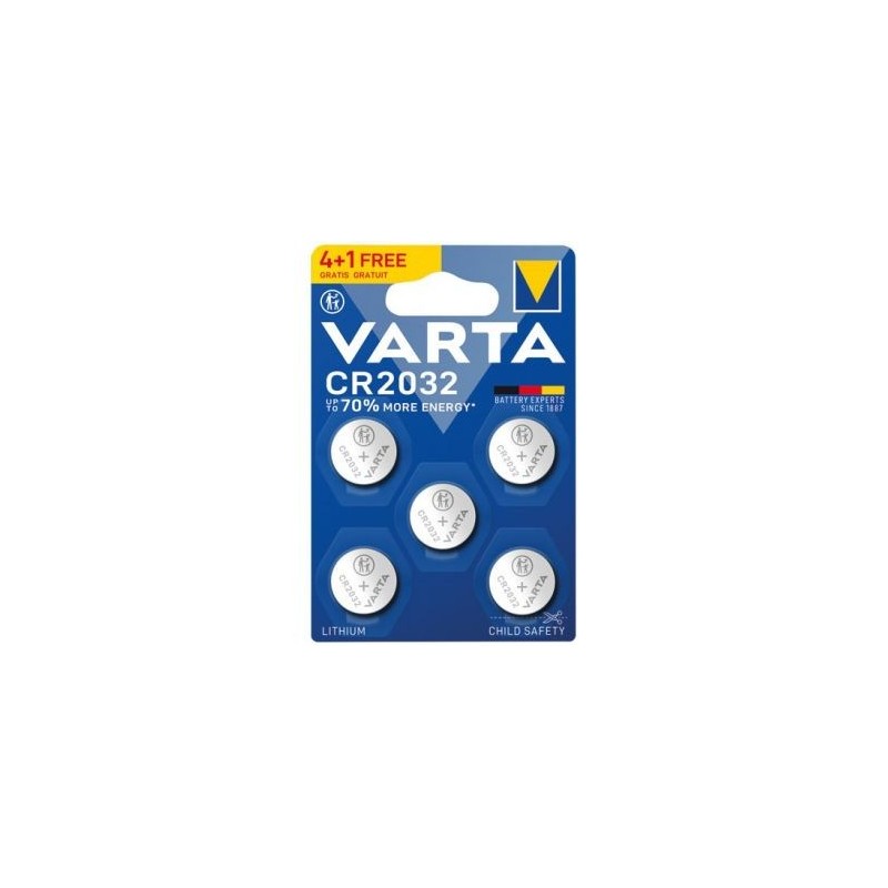 Varta Pile lithium bouton CR2032 blister de 4 +1 offerte