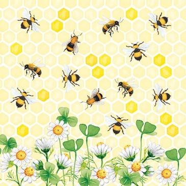 Ambiente Lot 20 serviettes en papier 33 x 33 cm - Joie des Abeilles