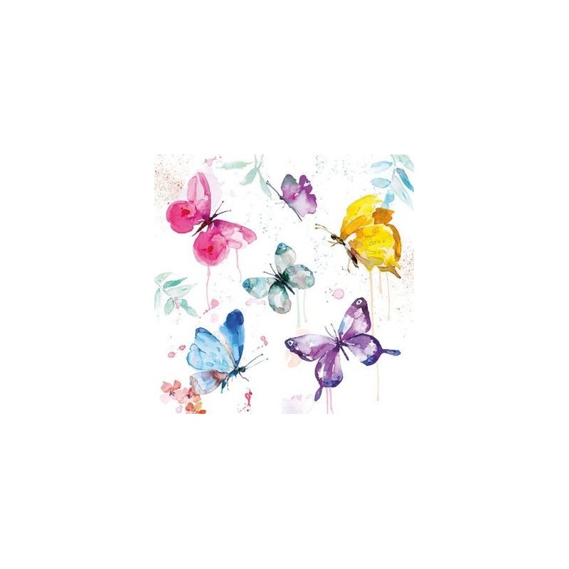 Ambiente Lot 20 serviettes en papier 33 x 33 cm - Papillons