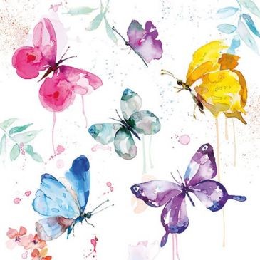 Ambiente Lot 20 serviettes en papier 33 x 33 cm - Papillons