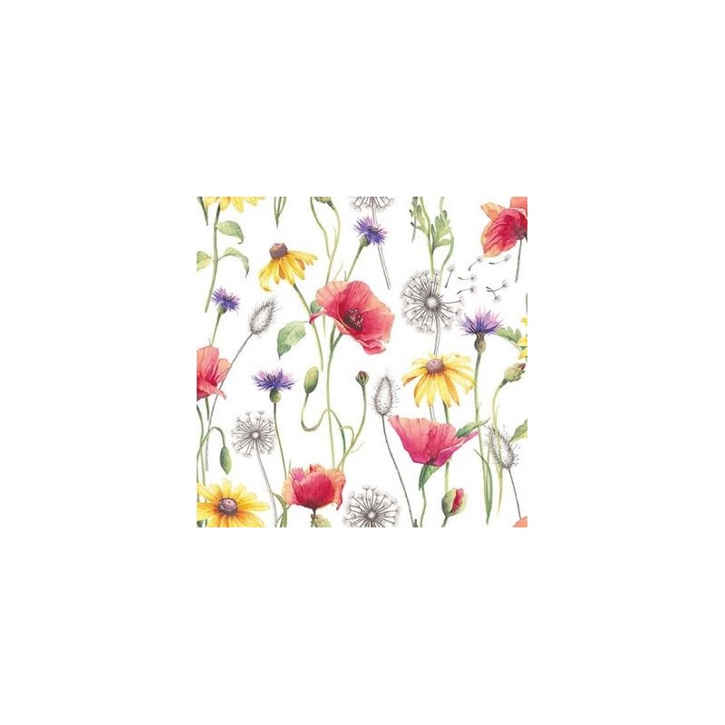 Ambiente Lot 20 serviettes en papier 33 x 33 cm - Prairie de Coquelicots