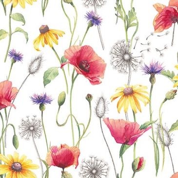 Ambiente Lot 20 serviettes en papier 33 x 33 cm - Prairie de Coquelicots