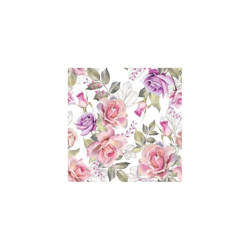 Ambiente Lot 20 serviettes en papier 33 x 33 cm - Roses Anciennes