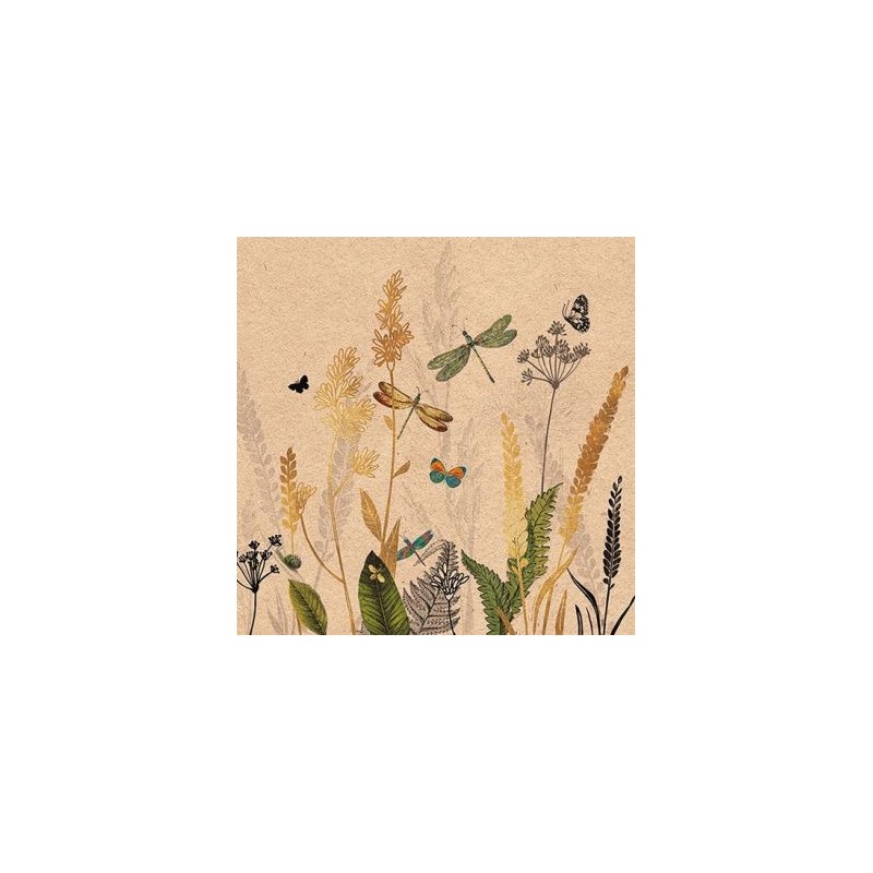 Ambiente Lot 20 serviettes en papier 33 x 33 cm - Fleurs Ornementales & Fond Recyclé