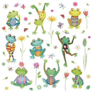 Ambiente Lot 20 serviettes en papier 33 x 33 cm - Grenouilles