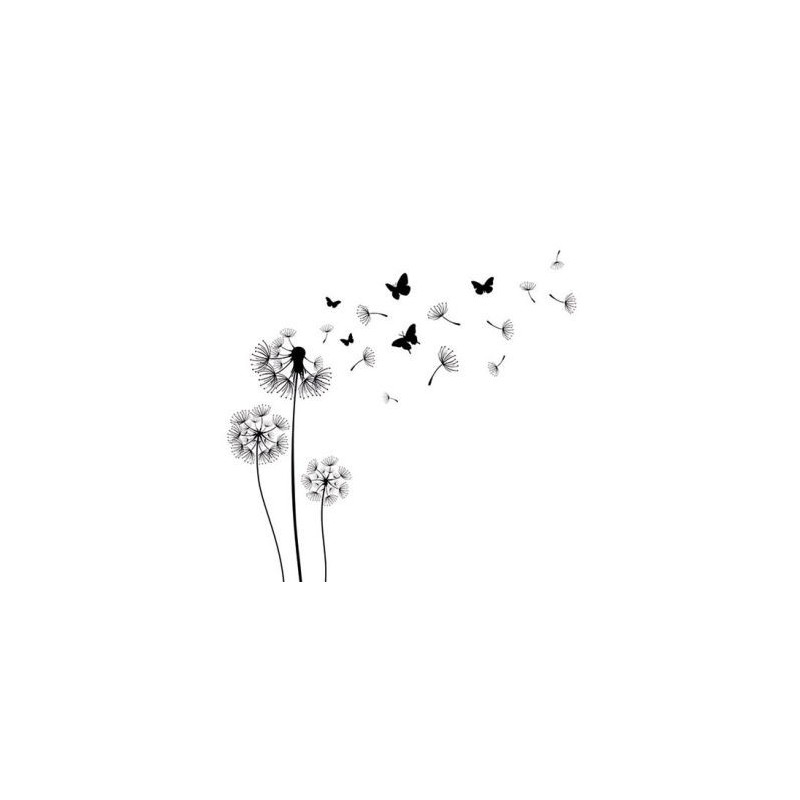 Ambiente Lot 20 serviettes en papier 33 x 33 cm - Fleurs de pissenlit Noires