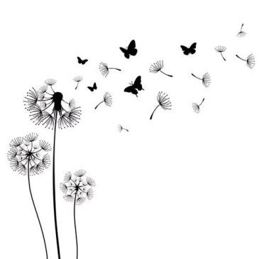 Ambiente Lot 20 serviettes en papier 33 x 33 cm - Fleurs de pissenlit Noires