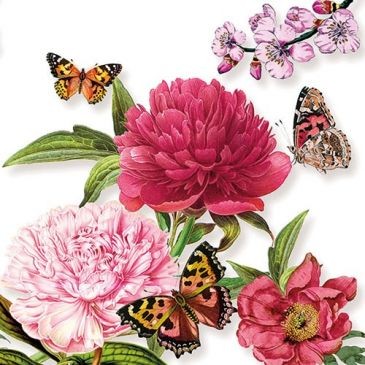 Ambiente Lot 20 serviettes en papier 33 x 33 cm - Pivoines