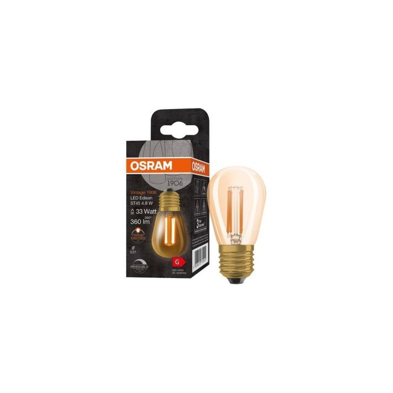 OSRAM 1906 led mini edison clair fil or 4.8w e27 chaud