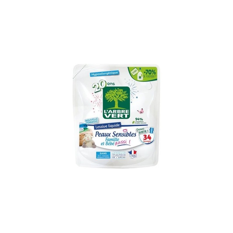 L'ARBRE VERT Arbre vert recharge lessive px sens famille bebe 1.53l