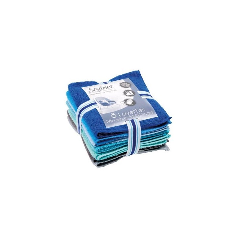 Stylnet Lot 8 lavettes microfibre bouclée 30 x 30 cm